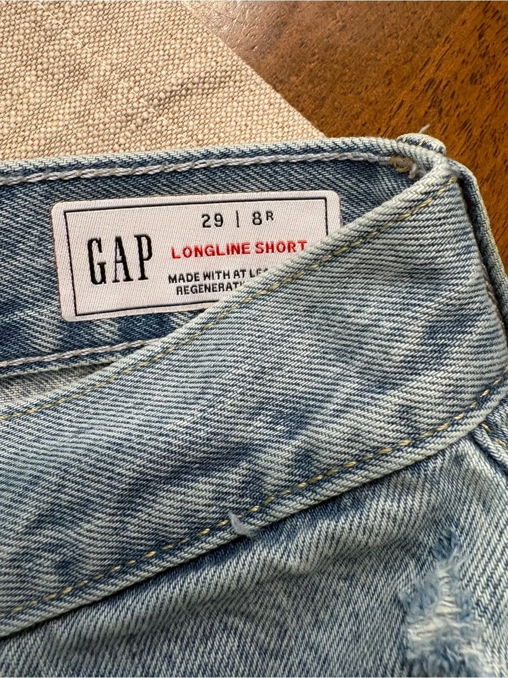GAP 2026 Long Line Light Blue Denim Shorts - 8/29